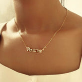 Stainless Steel Constellation Zodiac Astrology Letter Pendant Necklace